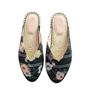 EUC ANTHROPOLOGIE AVEC LES FILLES WOMEN'S BLACK POPPY VAL SLIDE ON SZ9